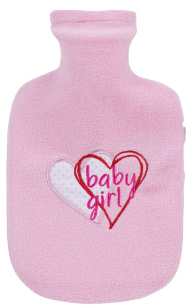 Wärmflasche Flauschbezug 0.8l rosa &quot;baby girl&quot;