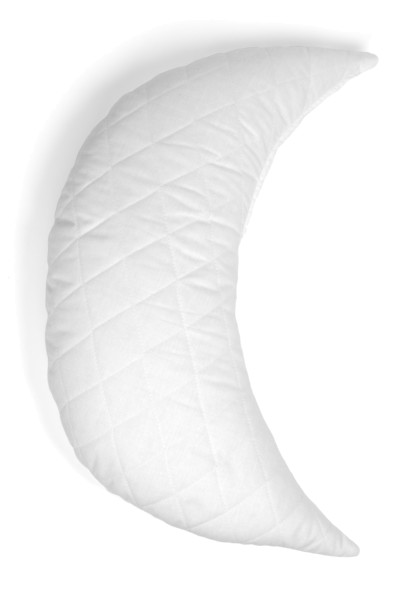 Coussin matelassé blanc en forme de croissant de lune aux cosses de millet biologique – env. 50cm
