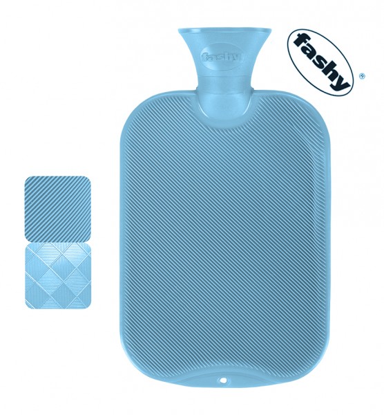 Wärmflasche 2.0l Halblamelle hellblau-pastell