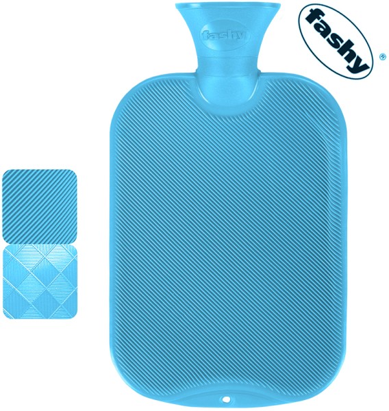 Wärmflasche 2.0l Halblamelle hellblau